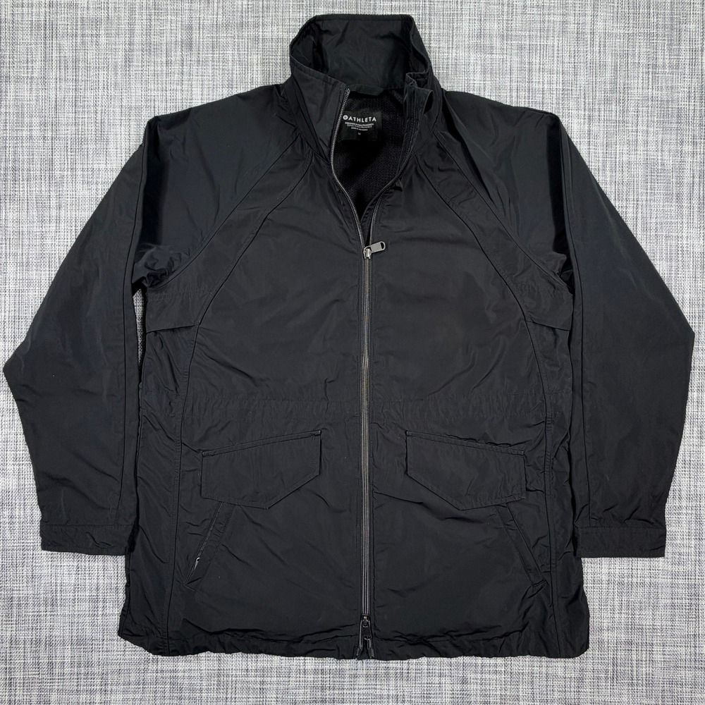 Athleta Westerly Jacket Womens Medium Black Water Repellent Full Zip Drawstring